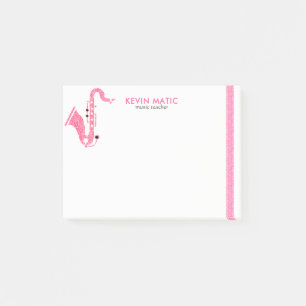 Roze Glitter Saxofoon Muziek Leraar Sjabloon Post-it® Notes