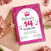 Roze glitter schattig levendig sprankelend 14e ver kaart