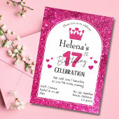 Roze glitter schattig levendig sprankelend 18e ver kaart