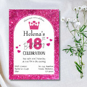 Roze glitter schattig levendig sprankelend 18e ver kaart