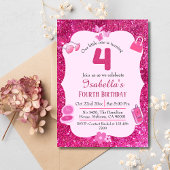 Roze glitter schattig levendig sprankelend 4e verj kaart