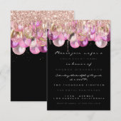 Roze glitter-schijven Roos zwarte bruin, zoet 16th Kaart (Voorkant / Achterkant)