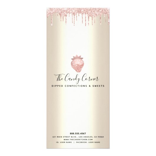 Roze glitter-schijven Stapeldroog Gold-menu Reclamekaart (Achterkant)