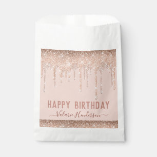 Roze glitter schrijft Happy Birthday Napkins Bedankzakje