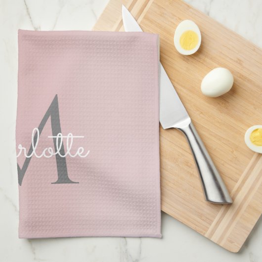 Roze Glitter schrijft Monogram Girly Script Theedoek (Quarter Fold)