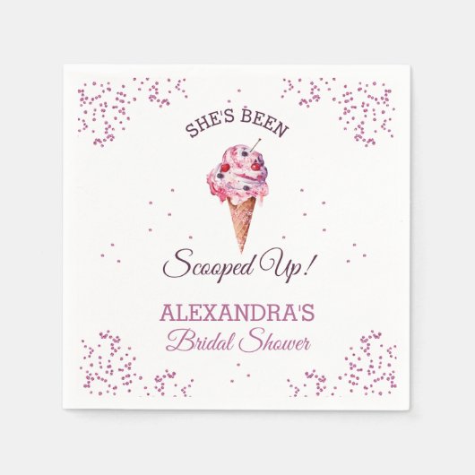 Roze Glitter Scooped Up Ice Cream Vrijgezellenfees Servet (Voorkant)