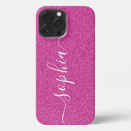 Roze Glitter Script Modern iPhone Case Hoesje (Achterkant)