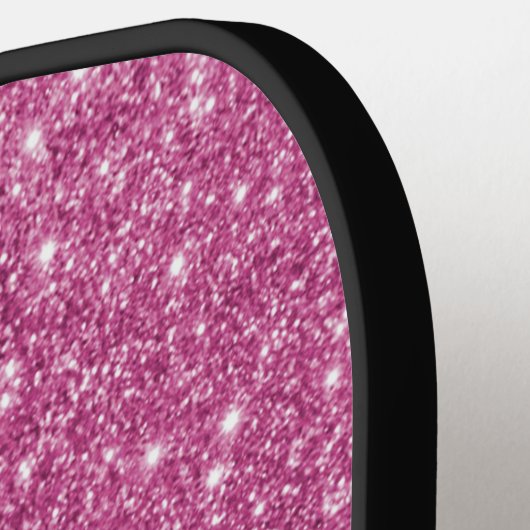 Roze glitter scriptnaam pickleball paddle (Links Detail)