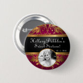 Roze Glitter Sequin Disco Glitz Foto Button (Voorkant /achterkant)