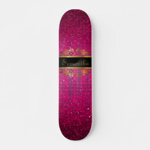 Roze Glitter Sequin Disco Old School Skateboard