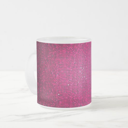 Roze Glitter Sequin Frosted Glass Coffee Mok Cup (Voorkant links)