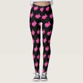 Roze Glitter Silhouet Konijnenkonijn Leggings (Voorkant)