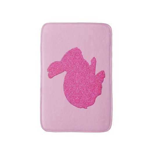 Roze Glitter Silhouette Bunny Rabbit Bath Mat (Voorkant Verticaal)