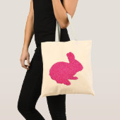 Roze Glitter Silhouette Easter Bunny-Canvas tas (Voorkant (product))