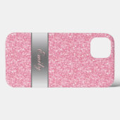 Roze Glitter Silver Gradient Accessoire Monogram Case-Mate iPhone Case (Achterkant (horizontaal))