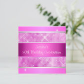 Roze Glitter Silver Lights 30e verjaardag Kaart (Staand voorkant)