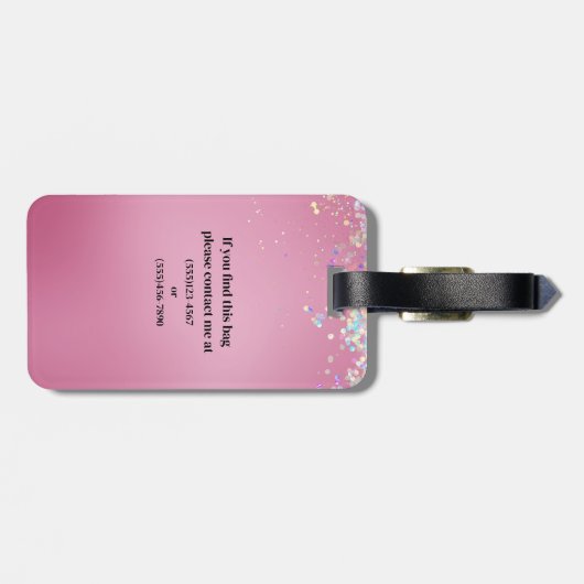 Roze Glitter Sky Diva Bagagelabel (Achterkant horizontaal)