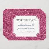 roze glitter slaat de datum op save the date (Voorkant / Achterkant)