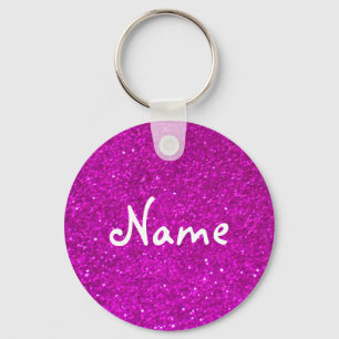 Roze glitter sleutelhanger met nepglimpers