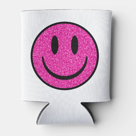 Roze Glitter Smile Face Blikjeskoeler (Voorkant)