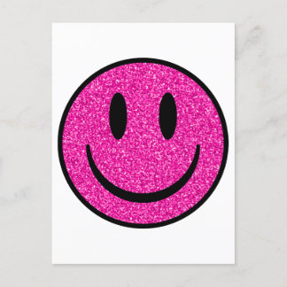 Roze Glitter Smile Face Briefkaart