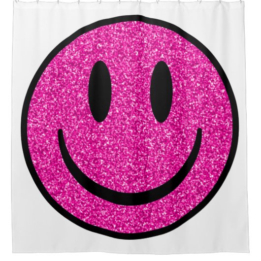 Roze Glitter Smile Face Douchegordijn (Voorkant)