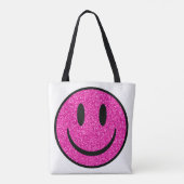 Roze Glitter Smile Face Draagtas (Achterkant)