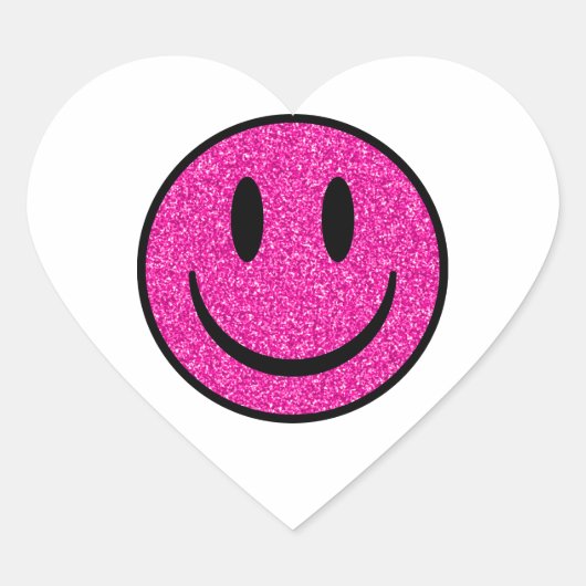 Roze Glitter Smile Face Hart Sticker (Voorkant)
