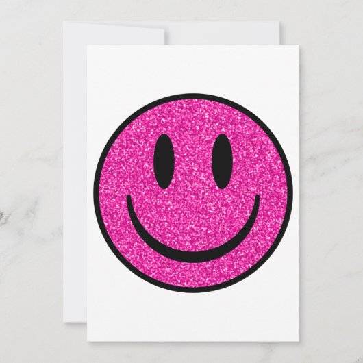 Roze Glitter Smile Face Kaart (Voorkant)
