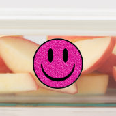 Roze Glitter Smile Face Labels (Aangebracht)