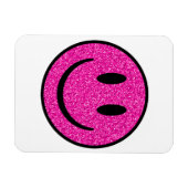 Roze Glitter Smile Face Magneet (Horizontaal)
