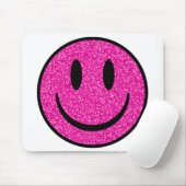 Roze Glitter Smile Face Muismat (Met muis)