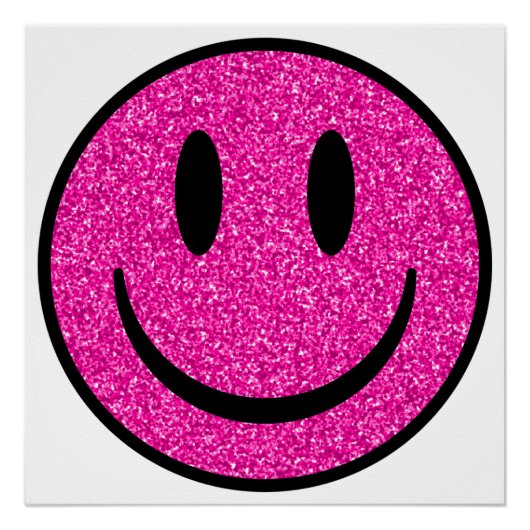 Roze Glitter Smile Face Perfect Poster (Voorkant)