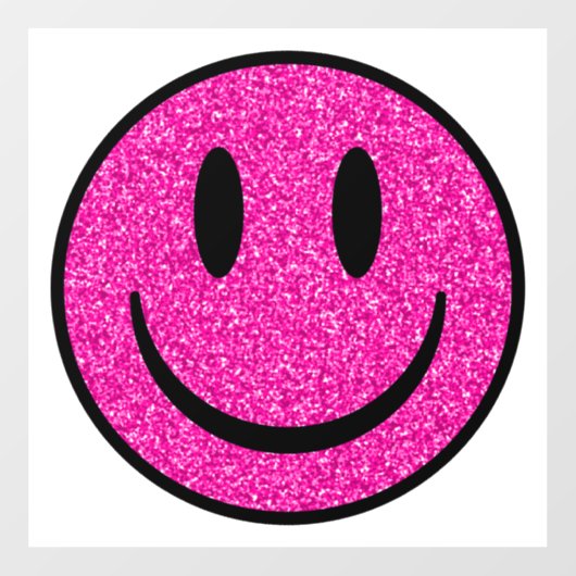 Roze Glitter Smile Face Raamsticker (Vel)