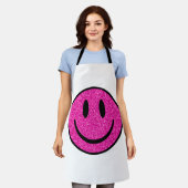 Roze Glitter Smile Face Schort (Gedragen)