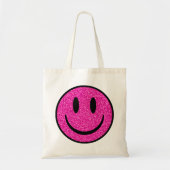 Roze Glitter Smile Face Tote Bag (Voorkant)