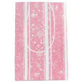Roze glitter Snowflake Holiday Medium Gift Bag Medium Cadeauzakje (Voorkant)