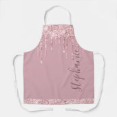 Roze glitter sparkle drip aangepaste naam schort (Voorkant)