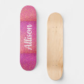 Roze glitter Sparkle Girly Gepersonaliseerd Skateboard (Voorkant)