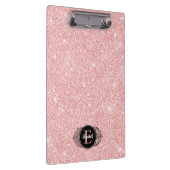 Roze Glitter Sparkle Modern Monogram Klembord (Rechts)