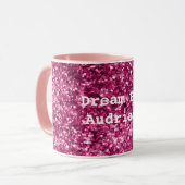 Roze Glitter Sparkle Mok (Voorkant links)