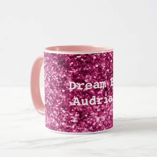 Roze Glitter Sparkle Mok (Voorkant links)