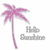 Roze Glitter Sparkle Tropische Palmboom Sticker (Voorkant)