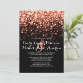 Roze glitter Sparkles Elegant Wedding Invitation Kaart (Staand voorkant)