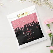 Roze glitter Sparkles Girly Sweet 16 Bedankzakje (Gezegeld)