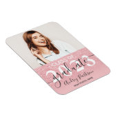 Roze glitter sparkles ombre foto afstuderen magneet (Rechterzijde)