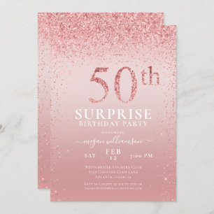 Roze Glitter Surprise 50th Birthday Kaart