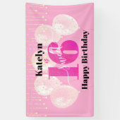 Roze Glitter Sweet 16 Birthday Balloons Script Spandoek (Verticaal)