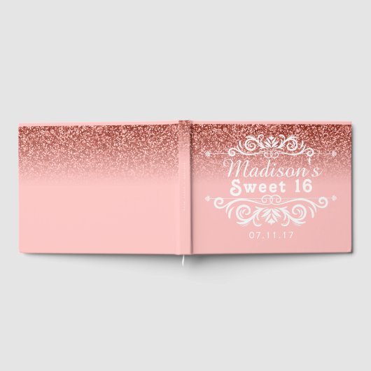 Roze Glitter Sweet 16 Custom Gastenboek (Volledig)