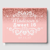 Roze Glitter Sweet 16 Custom Gastenboek (Voorkant)